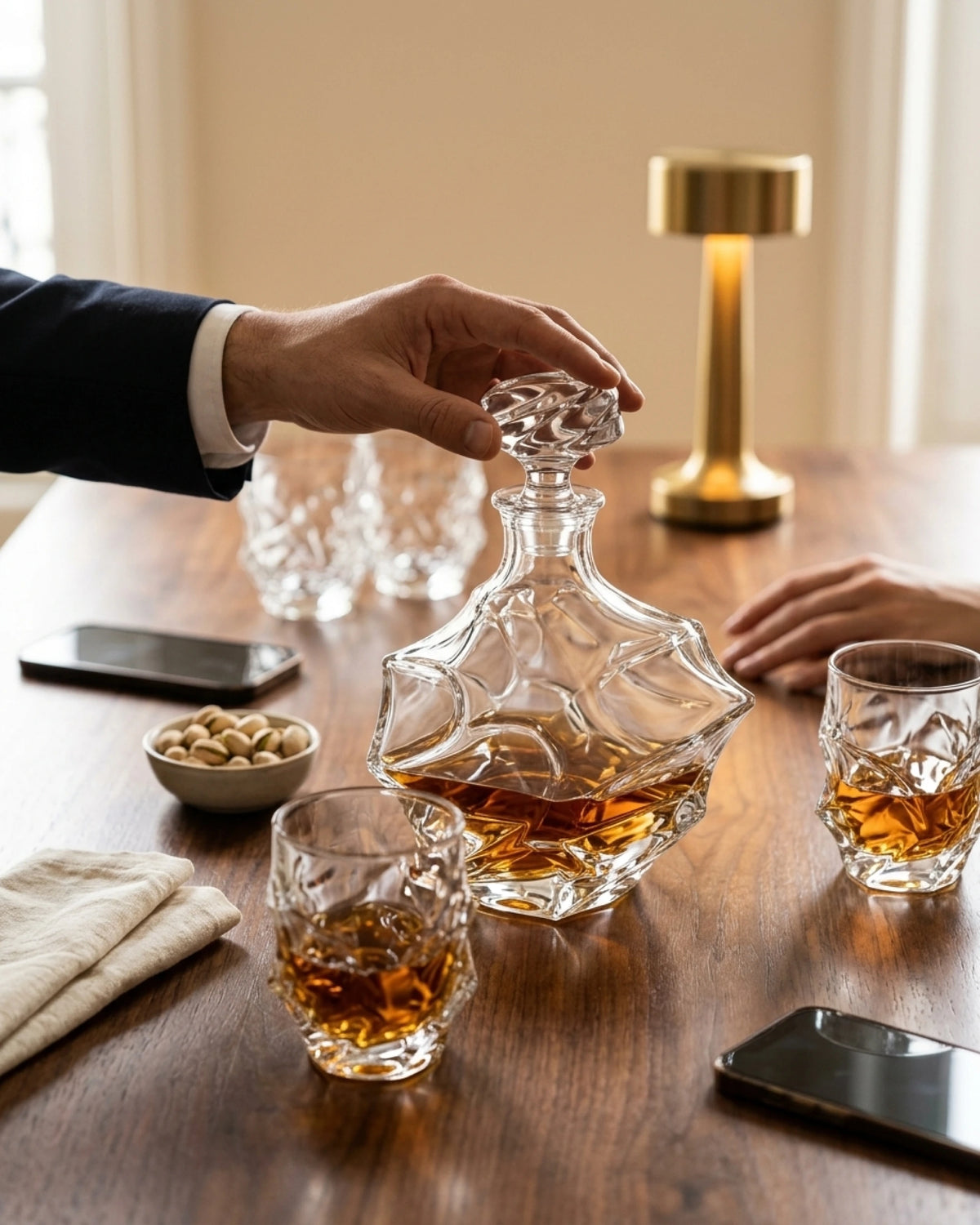 Service whisky Le Cristoir — carafe et verre en cristal taillé