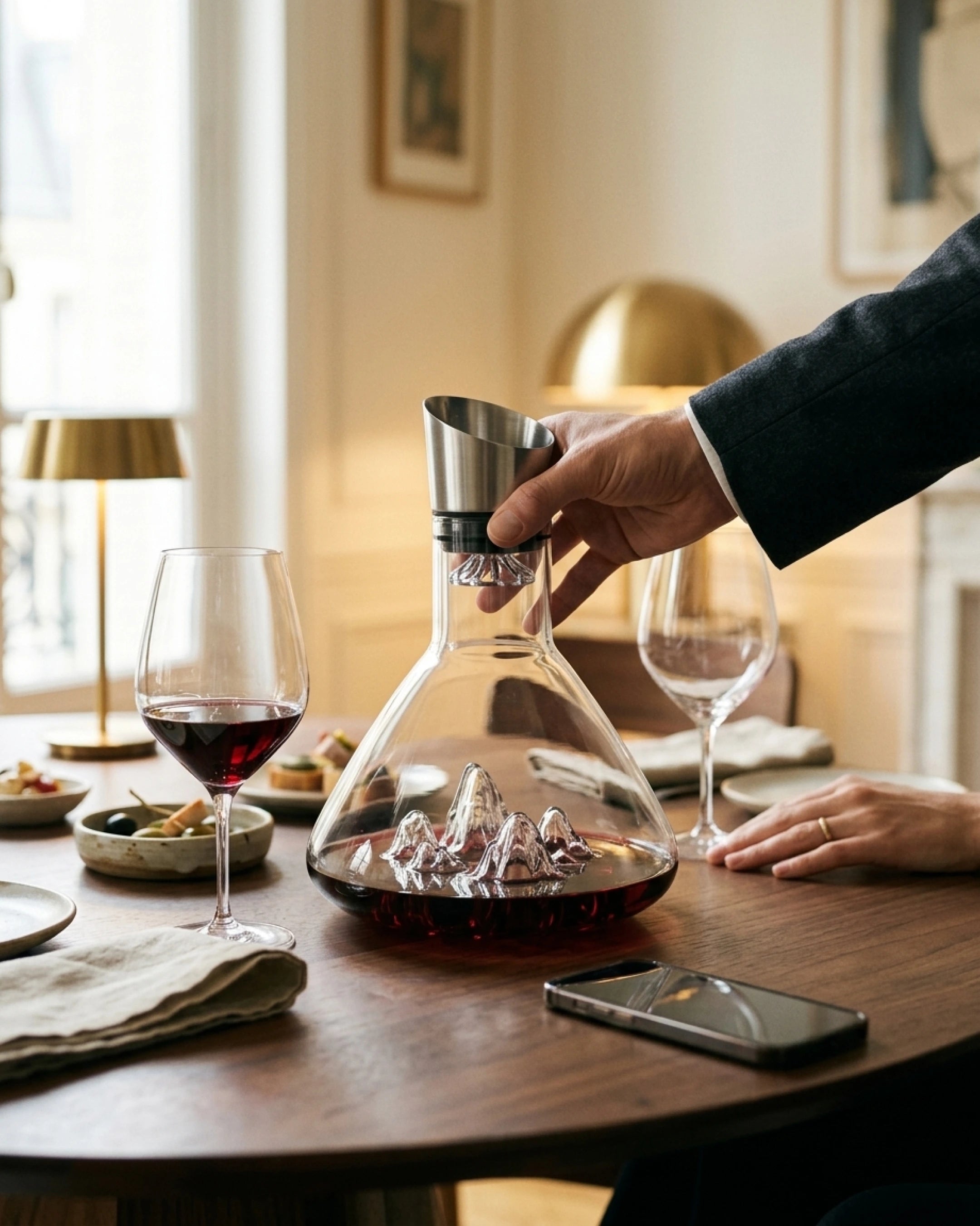 Carafe à vin Galven posée sur table