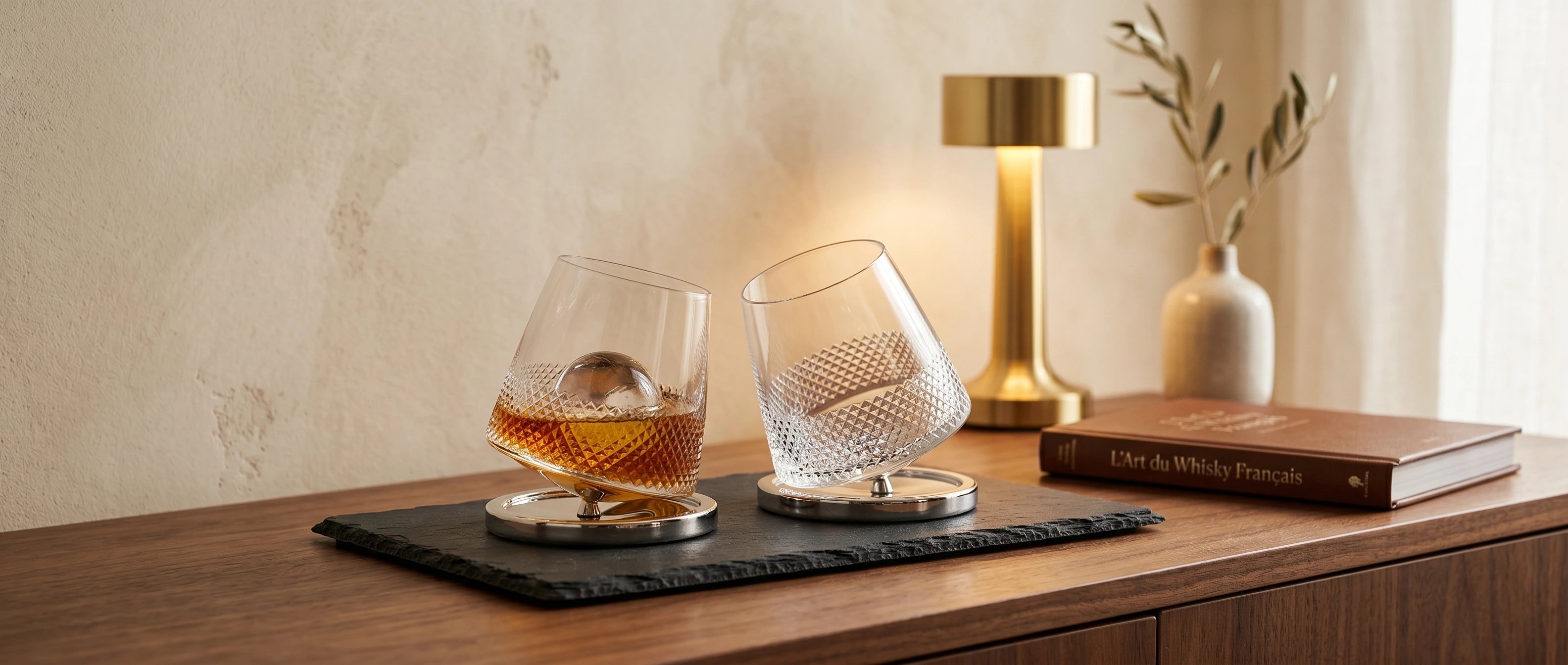 Collection de verres à whisky Le Cristoir, coin bar contemporain