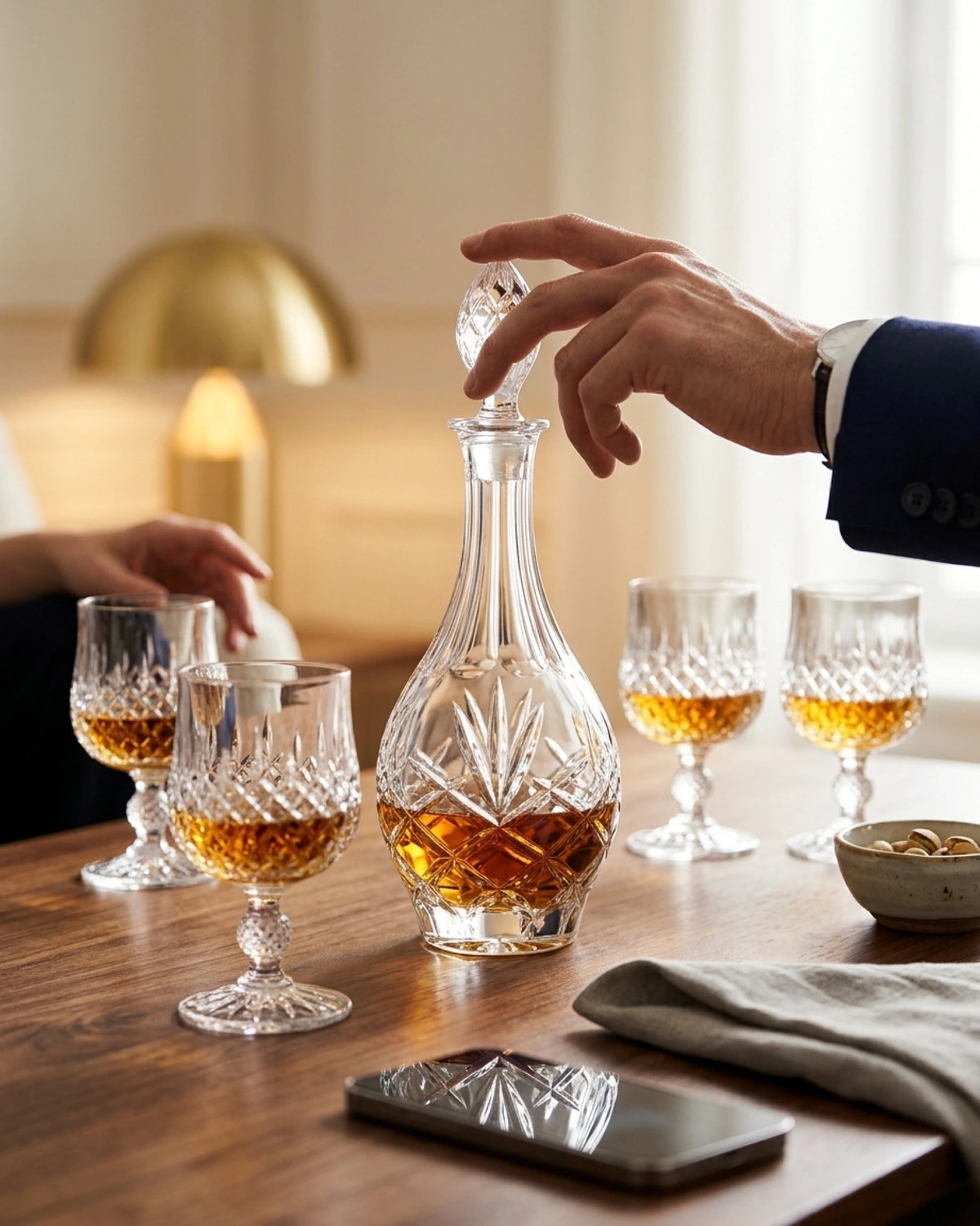 Service whisky Le Cristoir — carafe et verre en cristal taillé
