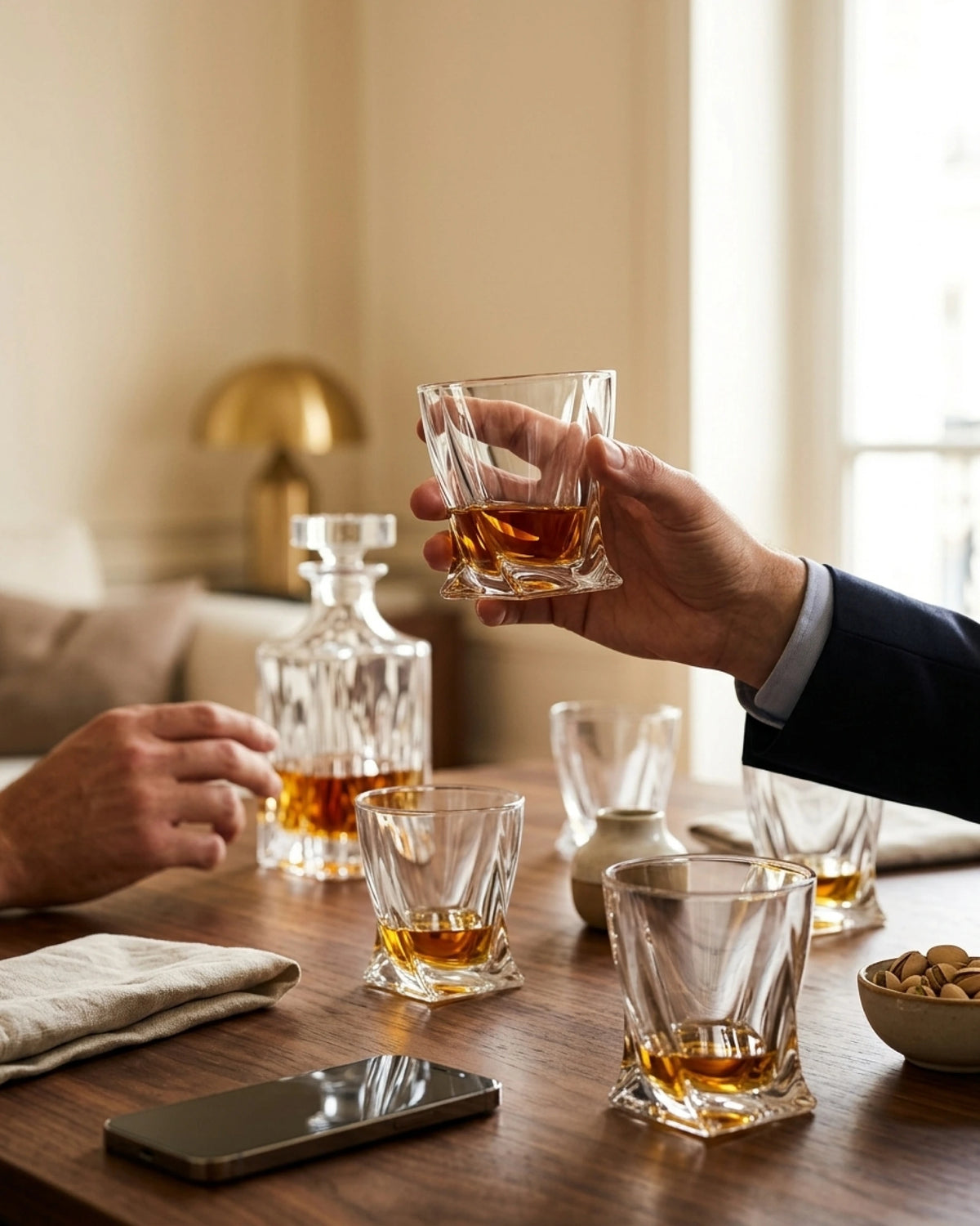 Service du whisky dans un verre en cristal Le Cristoir