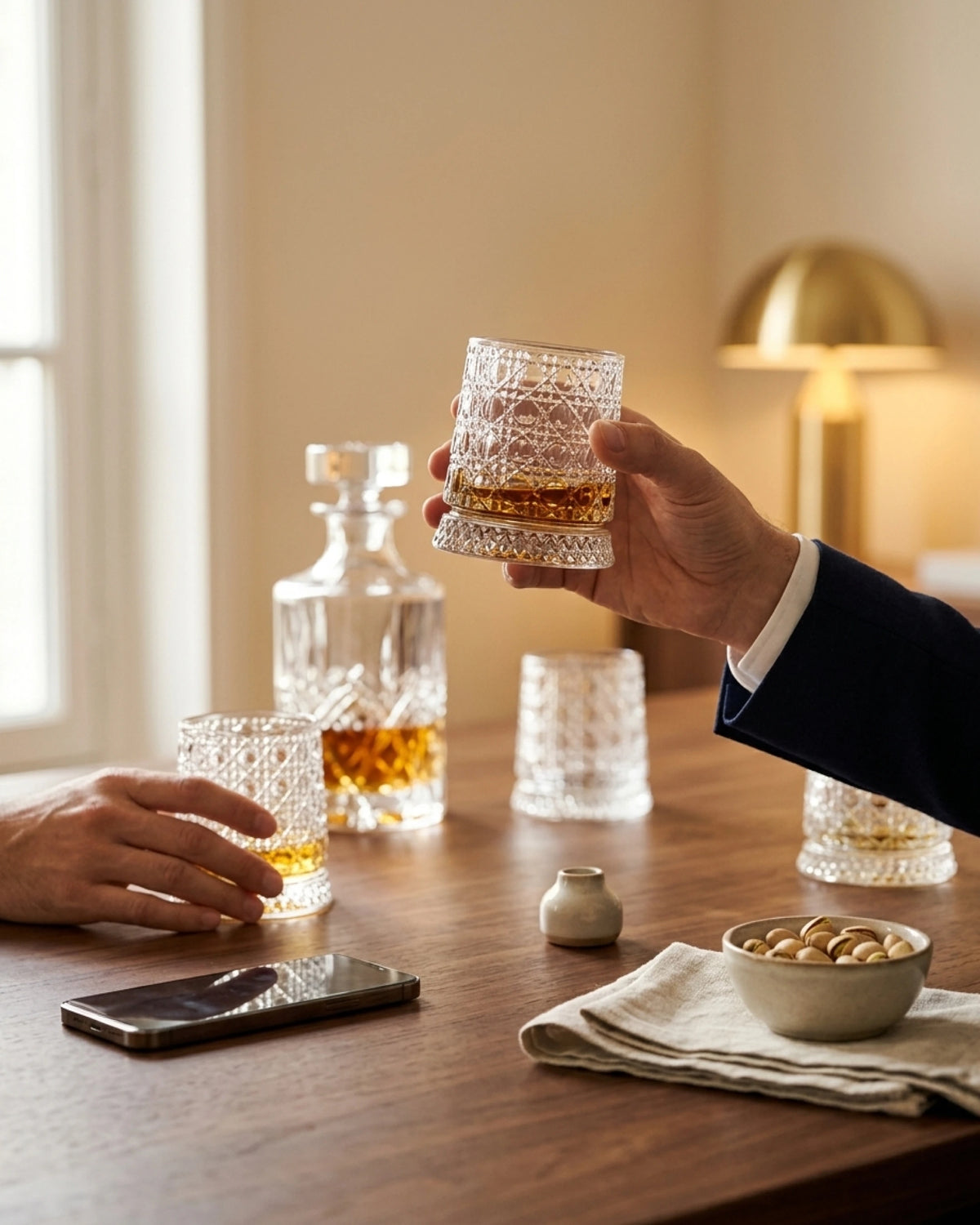 Service du whisky dans un verre en cristal Le Cristoir
